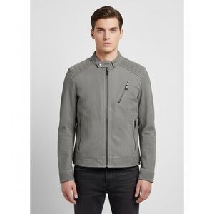 Guess NWT Men's Grey Quilted motorcycle drew suedes Jacket size XS